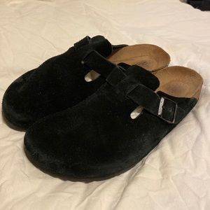 Birkenstock Boston Black Suede Mens 45 Soft Footbed Narrow